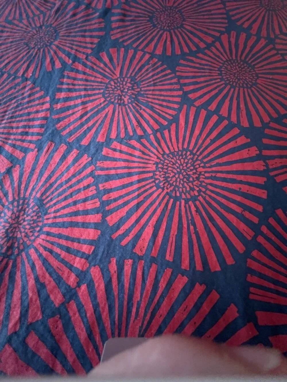 Ikea INLUPP Queen/Full Duvet Cover Sunburst Red & Navy Blue Flowers 100% Cotton
